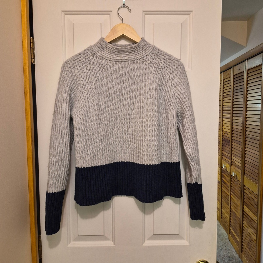 Banana‎ Republic Womens Gray Navy Colorblock Ribbed Roll Neck Sweater Size M